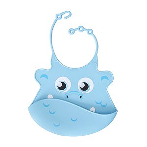 Babador De Silicone Papi Monstrinhos Baby Com Bolso - Azul
